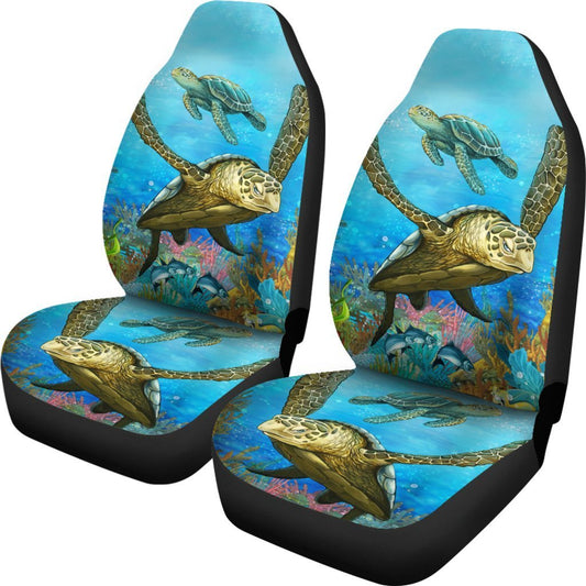 Brown Sea Turtle Print Universal Fit Car Seat Covers