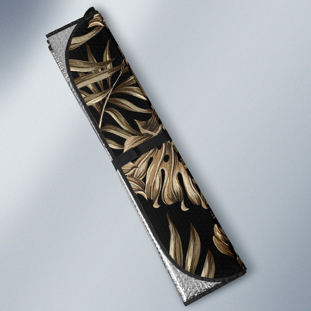 Brown Tropical Palm Leaves Car Sun Shade-JorJune