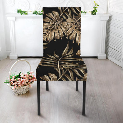 Brown Tropical Palm Leaves Dining Chair Slipcover-JORJUNE.COM