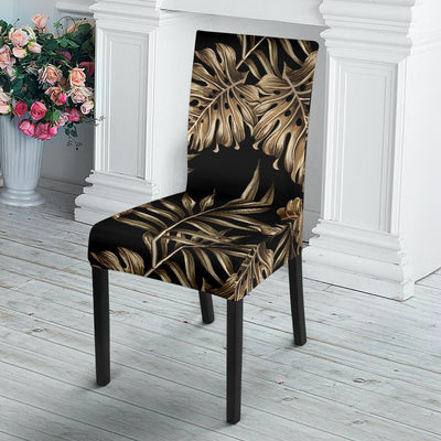 Brown Tropical Palm Leaves Dining Chair Slipcover-JORJUNE.COM