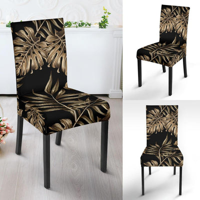 Brown Tropical Palm Leaves Dining Chair Slipcover-JORJUNE.COM