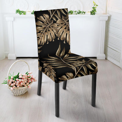 Brown Tropical Palm Leaves Dining Chair Slipcover-JORJUNE.COM