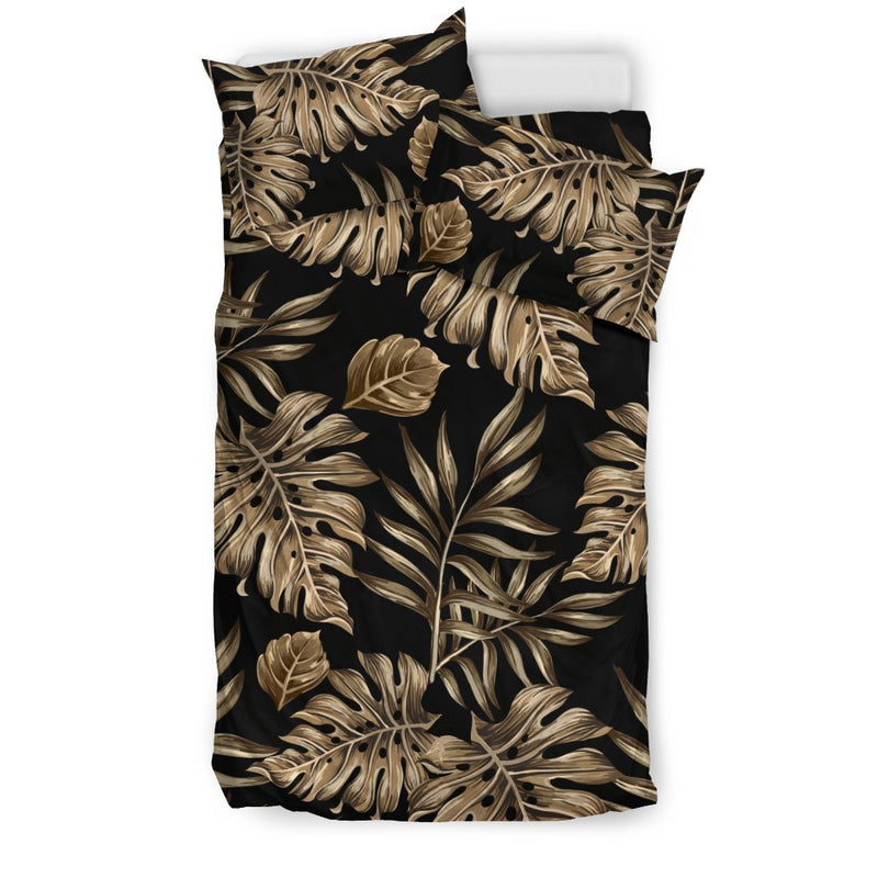 Brown Tropical Palm Leaves Duvet Cover Bedding Set