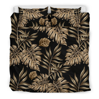 Brown Tropical Palm Leaves Duvet Cover Bedding Set