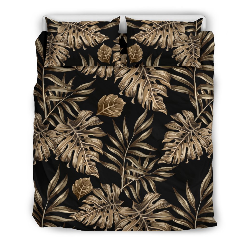 Brown Tropical Palm Leaves Duvet Cover Bedding Set