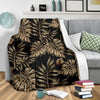 Brown Tropical Palm Leaves Fleece Blanket