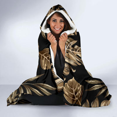 Brown Tropical Palm Leaves Hooded Blanket-JORJUNE.COM