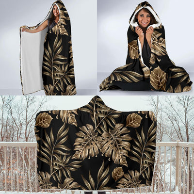 Brown Tropical Palm Leaves Hooded Blanket-JORJUNE.COM