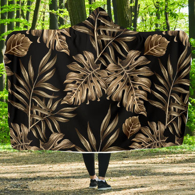 Brown Tropical Palm Leaves Hooded Blanket-JORJUNE.COM