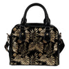 Brown Tropical Palm Leaves Leather Shoulder Handbag