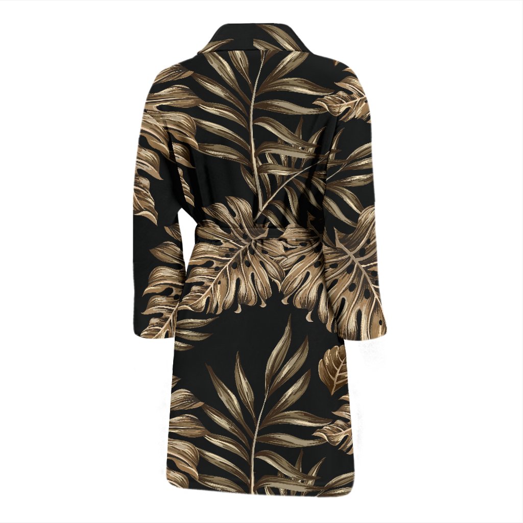 Brown Tropical Palm Leaves Men Bath Robe