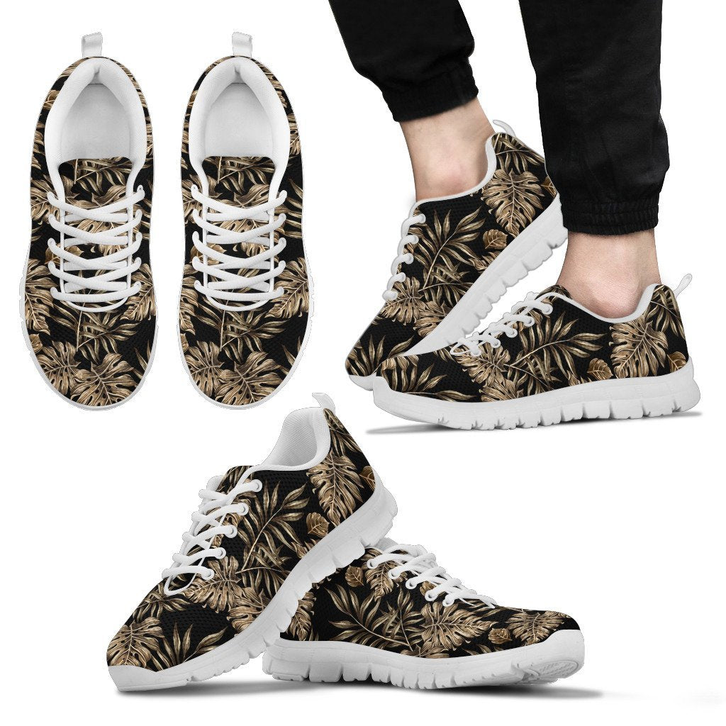 Brown Tropical Palm Leaves Men Sneakers