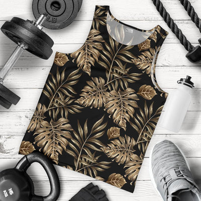 Brown Tropical Palm Leaves Men Tank Top