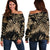 Brown Tropical Palm Leaves Off Shoulder Sweatshirt