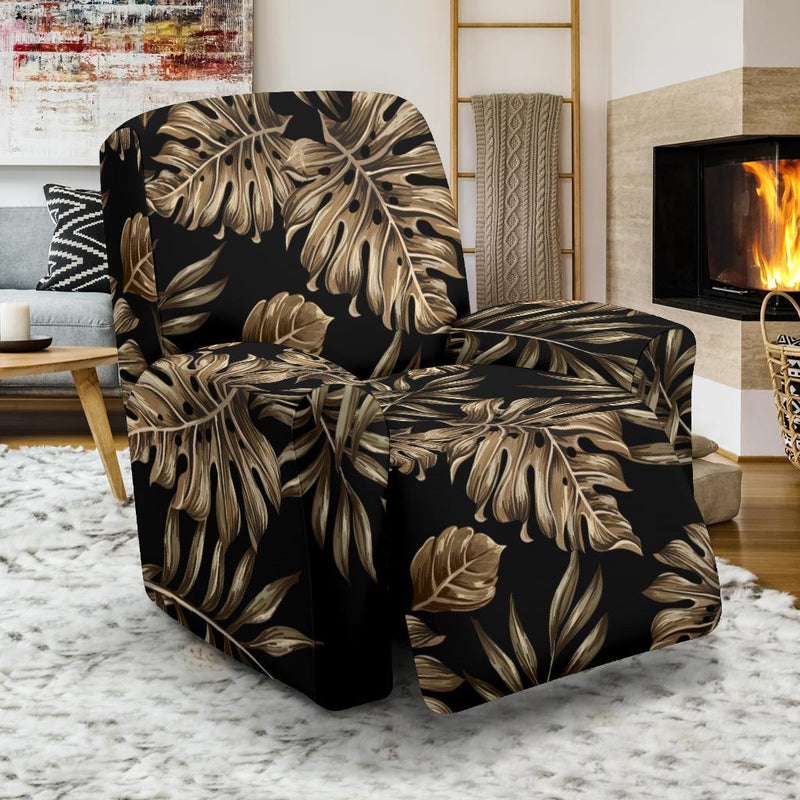 Brown Tropical Palm Leaves Recliner Slipcover-JORJUNE.COM