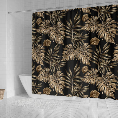 Brown Tropical Palm Leaves Shower Curtain