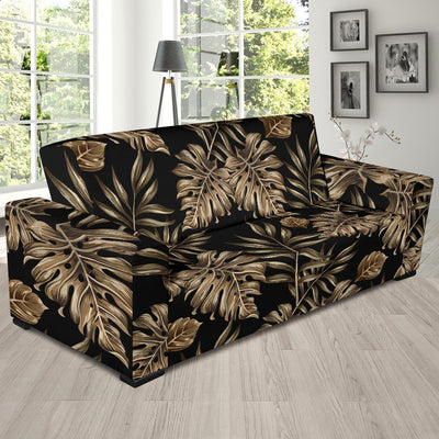 Brown Tropical Palm Leaves Sofa Slipcover-JORJUNE.COM