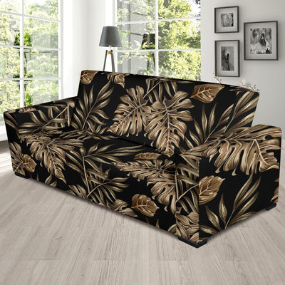 Brown Tropical Palm Leaves Sofa Slipcover-JORJUNE.COM