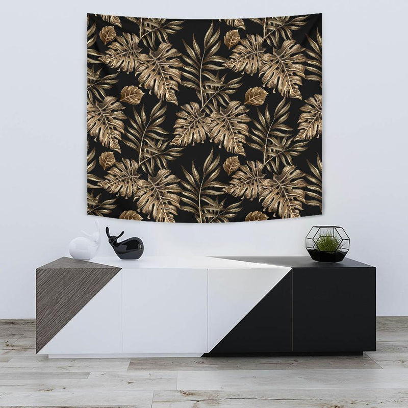 Brown Tropical Palm Leaves Tapestry
