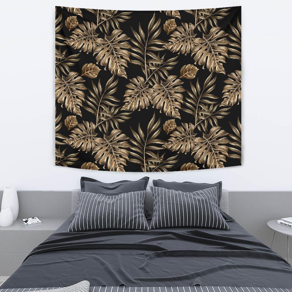 Brown Tropical Palm Leaves Tapestry