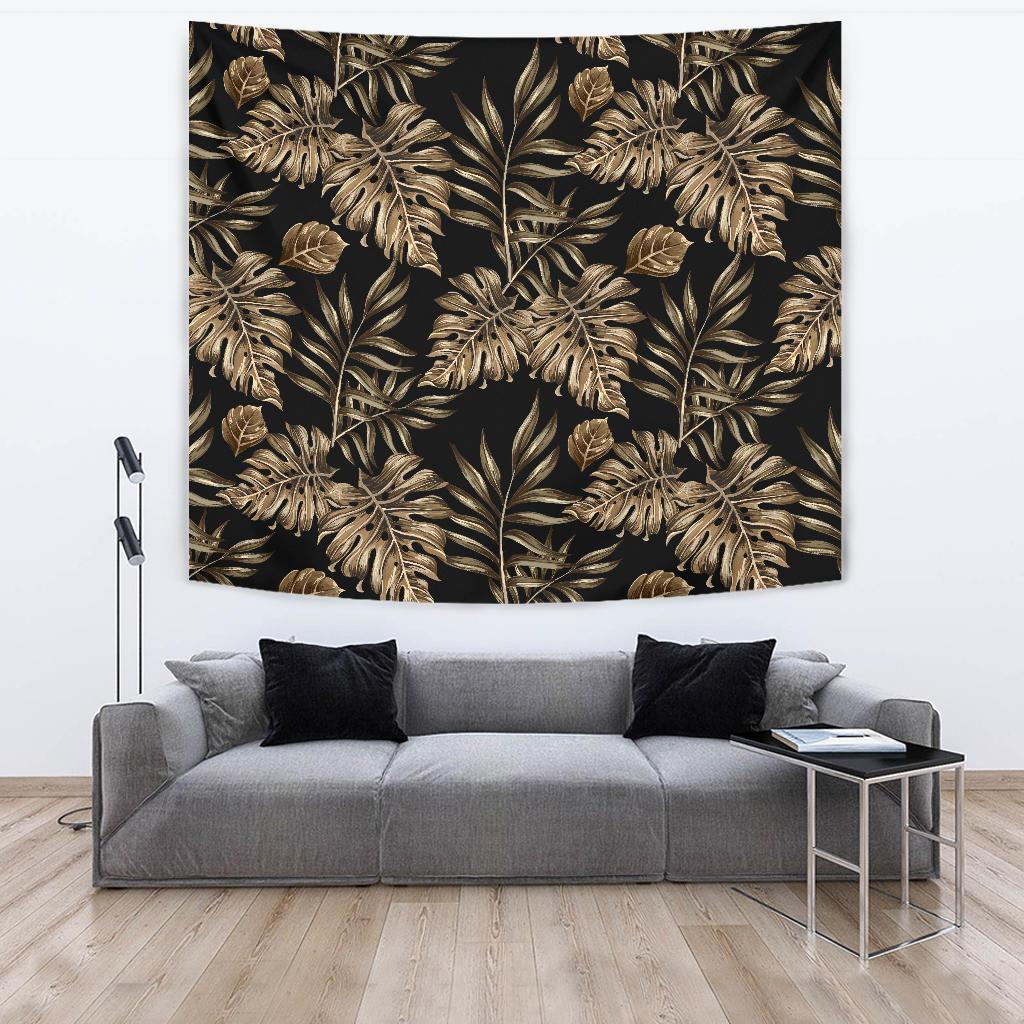 Brown Tropical Palm Leaves Tapestry