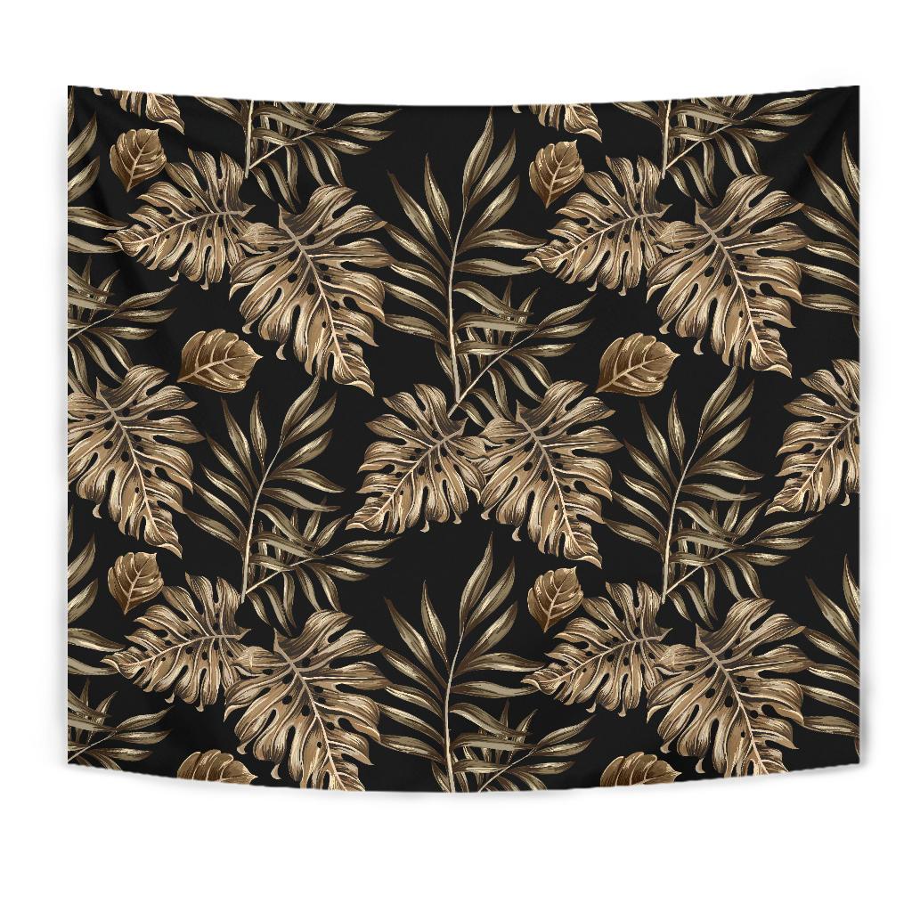 Brown Tropical Palm Leaves Tapestry