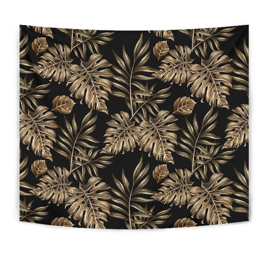 Brown Tropical Palm Leaves Tapestry