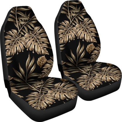 Brown Tropical Palm Leaves Universal Fit Car Seat Covers