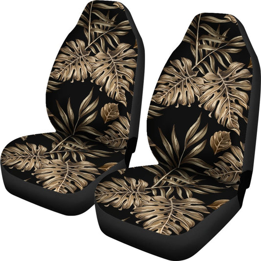 Brown Tropical Palm Leaves Universal Fit Car Seat Covers