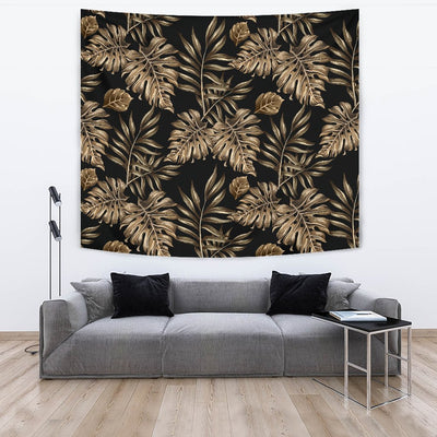 Brown Tropical Palm Leaves Wall Tapestry