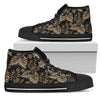 Brown Tropical Palm Leaves Women High Top Canvas Shoes