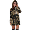 Brown Tropical Palm Leaves Women Hoodie Dress