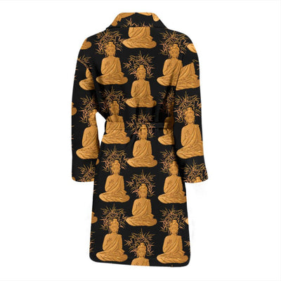Buddha Pattern Print Design 01 Men Bathrobe-JORJUNE.COM