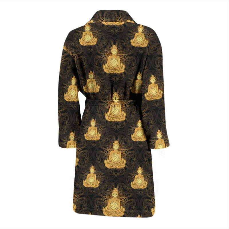 Buddha Pattern Print Design 02 Men Bathrobe-JORJUNE.COM