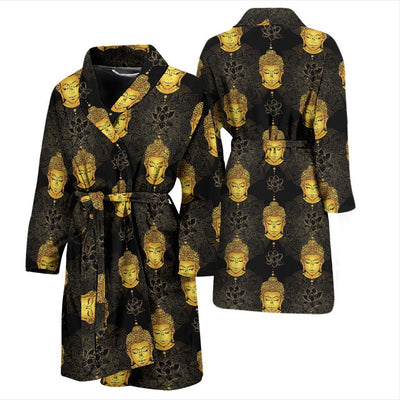 Buddha Pattern Print Design 04 Men Bathrobe-JORJUNE.COM