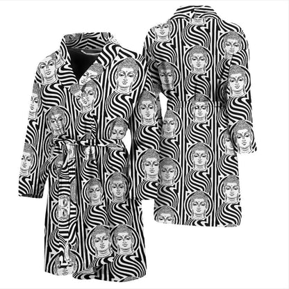 Buddha Pattern Print Design 05 Men Bathrobe-JORJUNE.COM