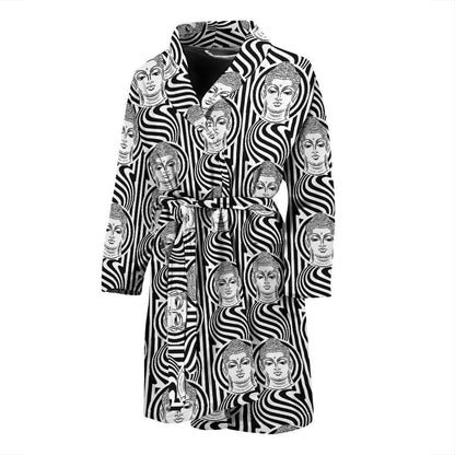 Buddha Pattern Print Design 05 Men Bathrobe-JORJUNE.COM