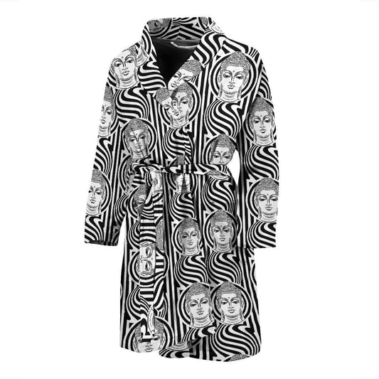 Buddha Pattern Print Design 05 Men Bathrobe-JORJUNE.COM