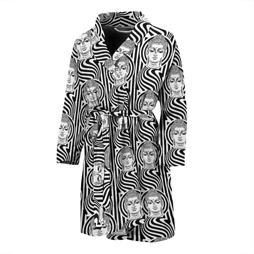 Buddha Pattern Print Design 05 Men Bathrobe-JORJUNE.COM