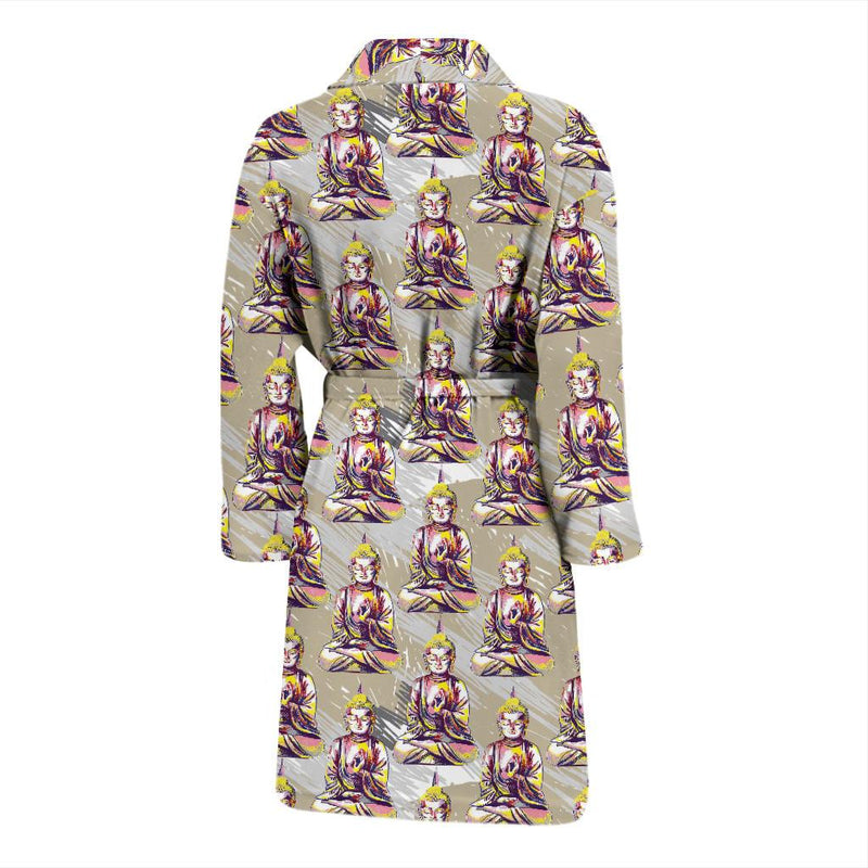 Buddha Pattern Print Design 07 Men Bathrobe-JORJUNE.COM