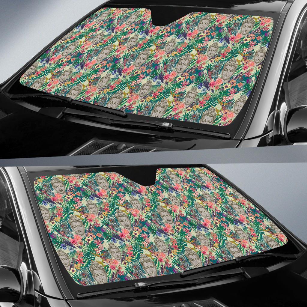 Buddha Pattern Print Design 08 Car Sun Shade-JORJUNE.COM