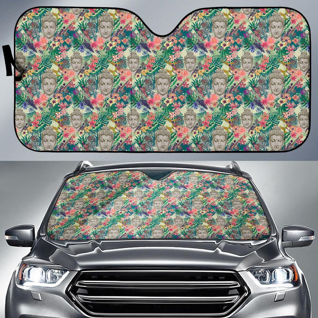 Buddha Pattern Print Design 08 Car Sun Shade-JORJUNE.COM