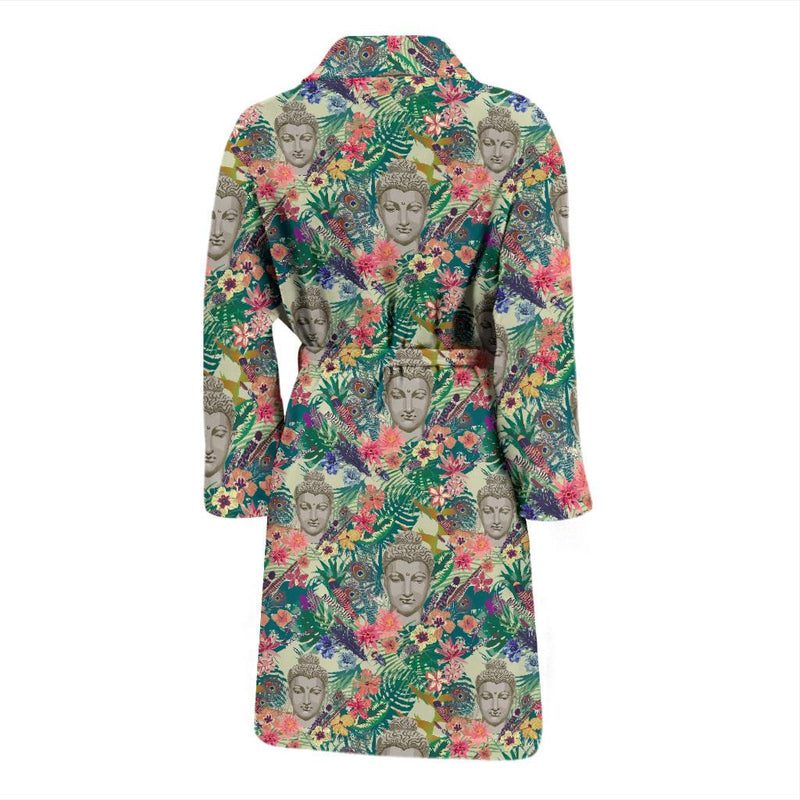 Buddha Pattern Print Design 08 Men Bathrobe-JORJUNE.COM