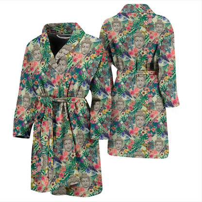 Buddha Pattern Print Design 08 Men Bathrobe-JORJUNE.COM