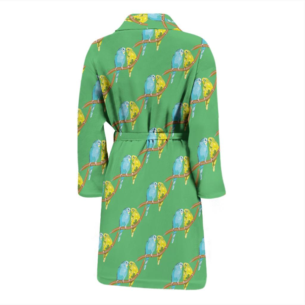 Budgerigar Pattern Print Design 01 Men Bathrobe-JORJUNE.COM