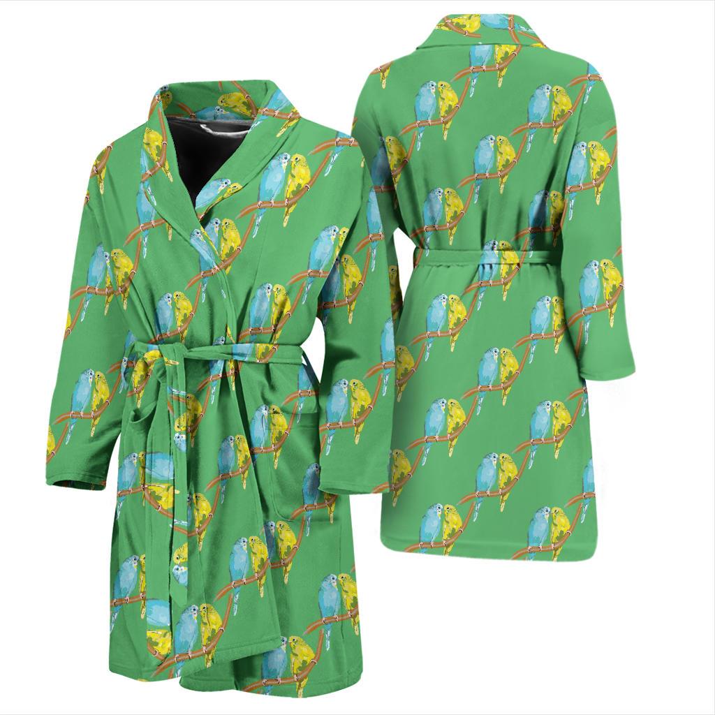 Budgerigar Pattern Print Design 01 Men Bathrobe-JORJUNE.COM