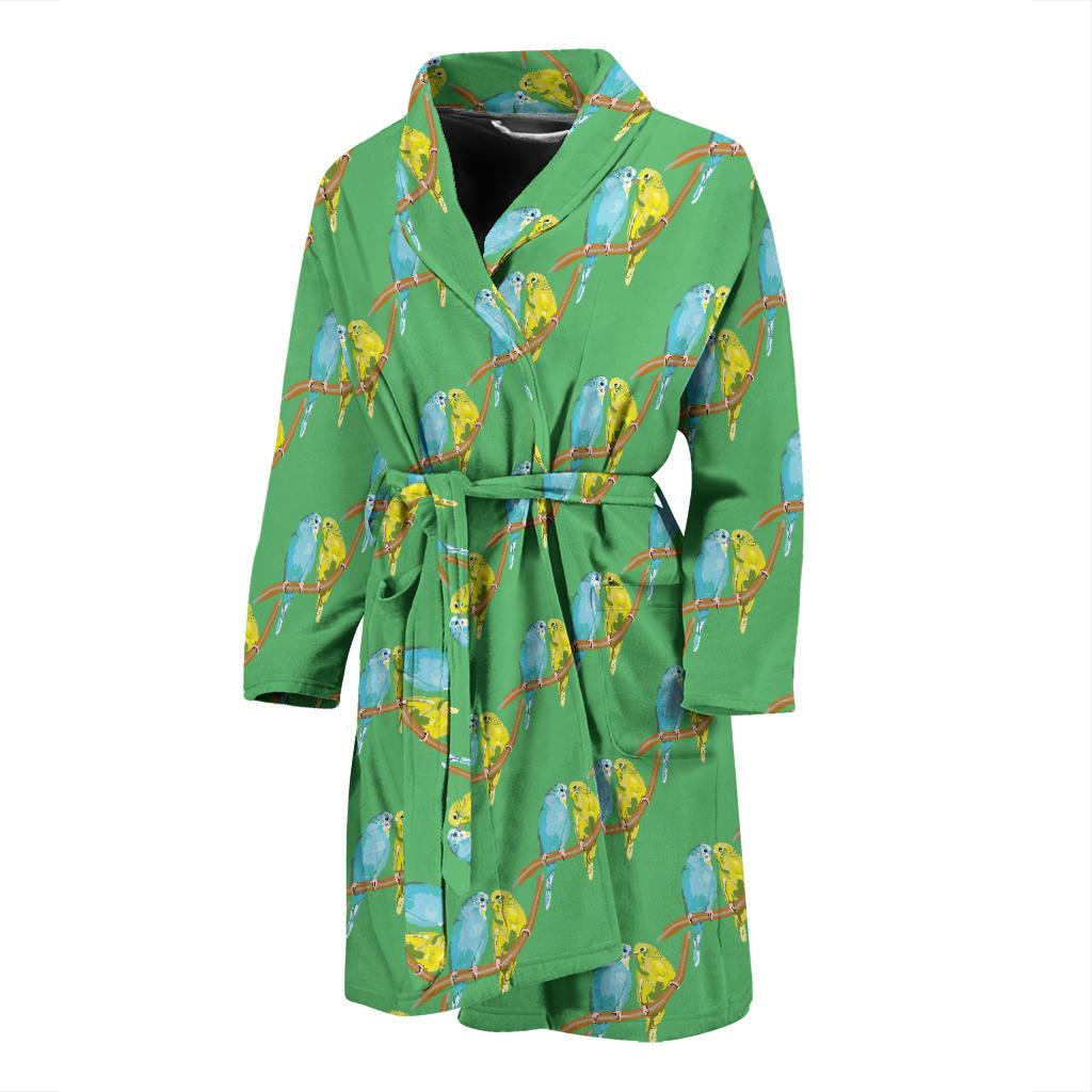 Budgerigar Pattern Print Design 01 Men Bathrobe-JORJUNE.COM