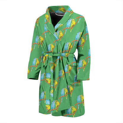 Budgerigar Pattern Print Design 01 Men Bathrobe-JORJUNE.COM