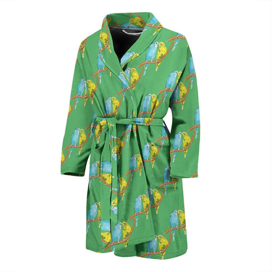 Budgerigar Pattern Print Design 01 Men Bathrobe-JORJUNE.COM