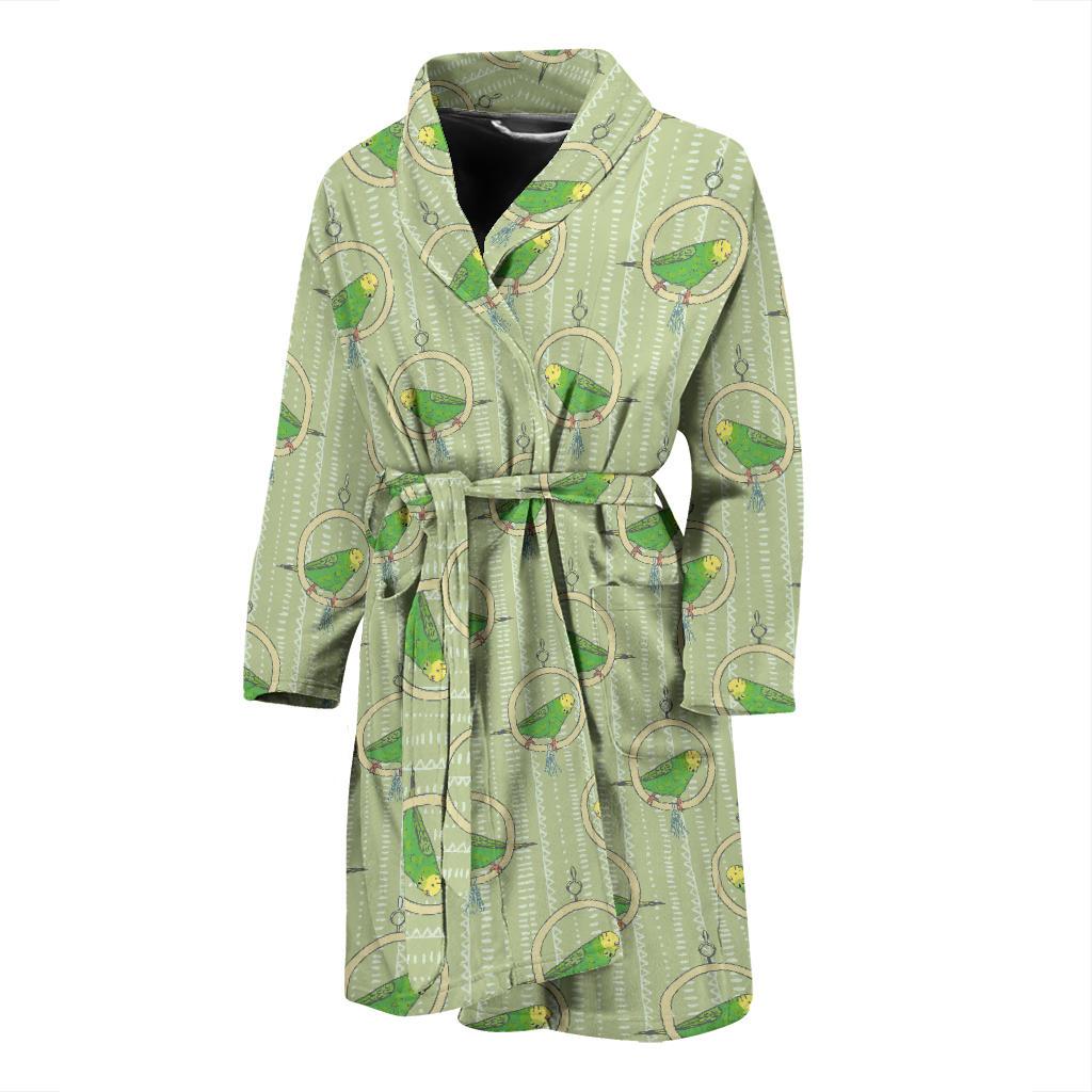 Budgerigar Pattern Print Design 02 Men Bathrobe-JORJUNE.COM
